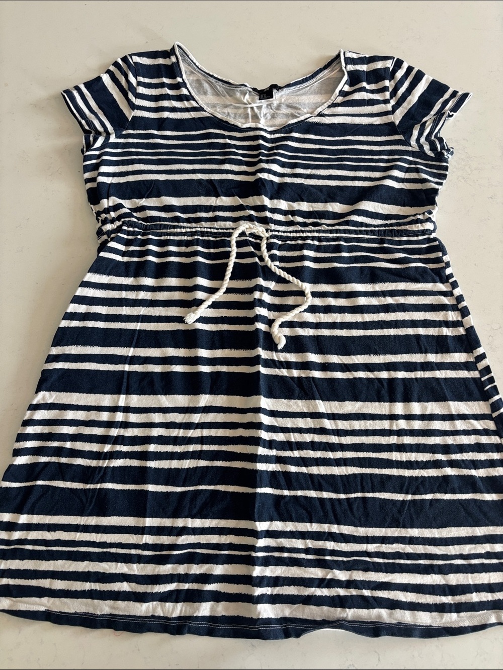 H&M Women’s 100% cotton Navy and White Striped Coverup dress